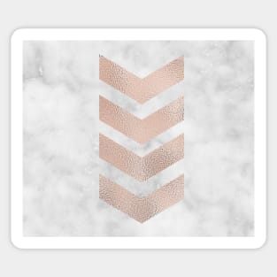 Rose gold chevrons on marble Sticker